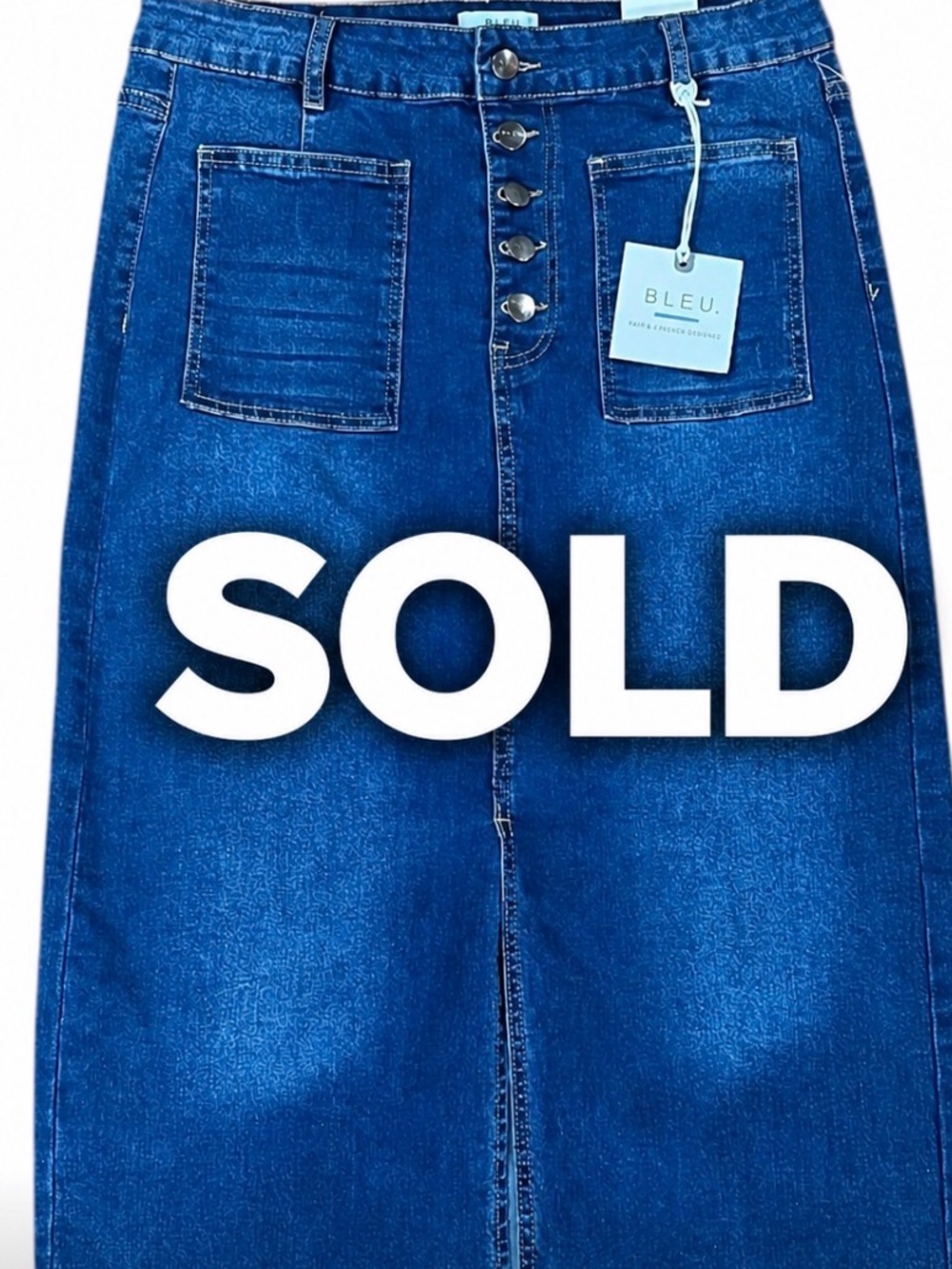NWT Code Bleu Y2K/90s Long Denim Stretch Skirt Size 10 Medium/Dark Wash